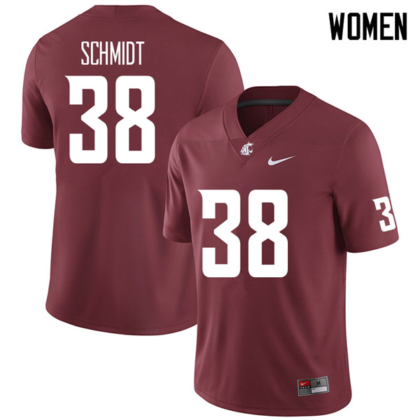 Women #38 Hayden Schmidt Washington State Cougars College Football Jerseys Sale-Crimson